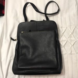 Brand New all leather black back pack purse.